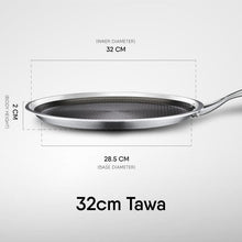 Load image into Gallery viewer, Stahl Artisan Hybrid Triply Dosa Tawa, Dosa Tawa with Induction Base, Non Stick Pan, Stainless Steel Scratch Resistant Dosa Tava, 32 cm