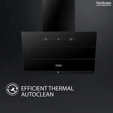 Load image into Gallery viewer, Hindware Smart Appliances Aldina 60 Cm kitchen chimney comes with Autoclean technology and maximum suction power 1350 m3/hr having filterless and motion sensor technology (Black 60cm)"