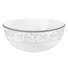 Load image into Gallery viewer, Cello Amitabh Bachchan Opalware Divine Series silver Dinner Set, 33Pcs | Opal Glass Dinner Set for 6 | Crockery Set for Festive Ocassions, Parties | White Plate and Bowl Set