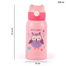 Load image into Gallery viewer, Cello Toddy Hot & Cold Stainless Steel Kids Water Bottle, 550ml, Pink