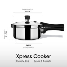 Load image into Gallery viewer, Stahl Xpress Cooker Triply Pressure Cooker Broad, Induction Cooker, Outer Lid pressure cooker 2.5 L, Induction & Gas Stove Compatible, 5 Years Warranty