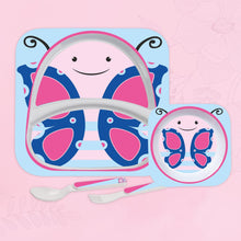 Load image into Gallery viewer, Cello Kids Meal Melamine Dinner Set with Butterfly Print | Safe and hygenic for Kids to use | Attractive and Long Lasting Designs | Break Resistant | Pink, Set of 4