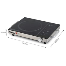 Load image into Gallery viewer, Cello Induction Cooker Blazing 800+ Infra Ceramic Plate 2200 Watt Induction Cooktop with BBQ Grill, Soft Touch Button with Crystal Glass (Black)