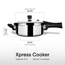 Load image into Gallery viewer, Stahl Xpress Cooker Triply Pressure Cooker Pan, Induction Cooker, Outer Lid Pressure Cooker 3.5 L, Induction & Gas Stove Compatible, 5 Years Warranty
