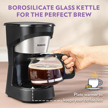 Load image into Gallery viewer, Borosil Brew Pro Drip Coffee Machine with Borosilicate Glass Carafe (600 ml) | 550W Coffeemaker | 6 Cups Capacity | Anti-Drip Function, Auto Shutoff, Keep Warm Plate | 2 Years Warranty | Black