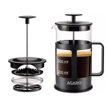 Load image into Gallery viewer, AGARO Delite French Press Coffee And Tea Maker, Borosilicate Glass Body With Sleeves, Glass Carafe, BPA Free Plastic Lid Strainer, 600Ml