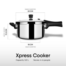 Load image into Gallery viewer, Stahl Xpress Cooker Triply Pressure Cooker Broad, Induction Cooker, Outer Lid Pressure Cooker 5 L, Induction & Gas Stove Compatible, 5 Years Warranty