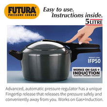 Load image into Gallery viewer, Hawkins Futura 5 Litre Pressure Cooker, Hard Anodised Inner Lid Pressure Cooker, Induction Cooker, Pan Cooker, Black (IFP50)