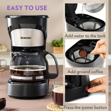 Load image into Gallery viewer, Borosil Brew Pro Drip Coffee Machine with Borosilicate Glass Carafe (600 ml) | 550W Coffeemaker | 6 Cups Capacity | Anti-Drip Function, Auto Shutoff, Keep Warm Plate | 2 Years Warranty | Black