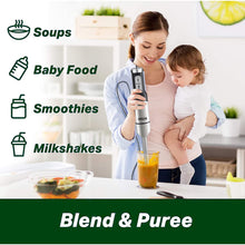 Load image into Gallery viewer, INALSA Hand Blender Robot Inox 1200 S|1200W with Heavy Duty 100% Copper Motor|Variable 20 Speed And Turbo Function|Low Noise|ANTI-SPLASH TECHNOLOGY|2 Yr Warranty|For Smoothie,Puree & Baby Food