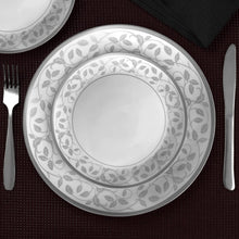 Load image into Gallery viewer, Cello Amitabh Bachchan Opalware Divine Series silver Dinner Set, 33Pcs | Opal Glass Dinner Set for 6 | Crockery Set for Festive Ocassions, Parties | White Plate and Bowl Set