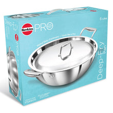 Load image into Gallery viewer, Hawkins Pro 6.0 Litre Deep-Fry Pan, Triply Stainless Steel Kadhai with Stainless Steel Handles and Stainless Steel Lid, Silver (PSK60S)