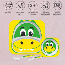 Load image into Gallery viewer, Cello Kids Meal Melamine Dinner Set with Crocodile Print | Safe and hygenic for Kids to use | Attractive and Long Lasting Designs | Break Resistant | Yellow, Set of 4