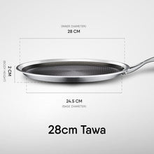 Load image into Gallery viewer, Stahl Artisan Hybrid Triply Dosa Tawa, Dosa Tawa with Induction Base, Non Stick Pan, Stainless Steel Scratch Resistant Dosa Tava, 28 cm