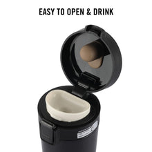 Load image into Gallery viewer, Cello Monty Vacuum Insulated | Travel Coffee Mug Hot and Cold with Lid | Double Walled Carry Flask for Travel, Home, Office, School | 450ml, Black (Stainless Steel)