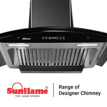 Load image into Gallery viewer, Sunflame Rapid 60 BK AC DX - 60 cm 1100 m3/hr, Auto Clean Chimney (2 Baffle Filters, Stainless Steel Construction, Matt Black Finish)