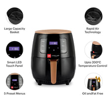 Load image into Gallery viewer, Cello Smart Digital Air Fryer 1400W, 4.5 Litre | Uses up to 90% less fat | Smart Touch Panel | Rapid Air Technology | Ideal for Fry, Grill, Roast & Bake | (Black)
