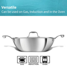 Load image into Gallery viewer, Hawkins Pro 8.0 Litre Deep-Fry Pan, Triply Stainless Steel Kadhai with Stainless Steel Handles and Stainless Steel Lid, Silver (PSK80S)