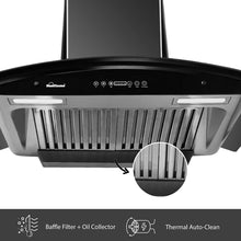 Load image into Gallery viewer, Sunflame Rapid 60 BK AC DX - 60 cm 1100 m3/hr, Auto Clean Chimney (2 Baffle Filters, Stainless Steel Construction, Matt Black Finish)