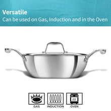 Load image into Gallery viewer, Hawkins Pro 2.5 Litre Deep-Fry Pan, Triply Stainless Steel Kadhai with Stainless Steel Handles and Stainless Steel Lid, Silver (PSK25S)