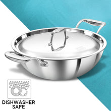 Load image into Gallery viewer, Hawkins Pro 8.0 Litre Deep-Fry Pan, Triply Stainless Steel Kadhai with Stainless Steel Handles and Stainless Steel Lid, Silver (PSK80S)
