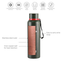 Load image into Gallery viewer, Cello Duro Tuff Kent Stainless Steel Vacuum Insulated Flask 750ml, Green | Hot & Cold Water Bottle with Screw lid | Scratch Resistant DTP Coating Flask | Double Walled Silver Bottle for Home, Office