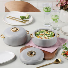 Load image into Gallery viewer, Cello Aurum Luxury Insulated Casseroles Set of 2, Grey 1000ml Each | Double Walled Thermoware Casserole with Lid | Easy Grip Handle| Inner Steel Insulated Serving Bowl Casserole For Roti,Rice,Biryani