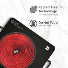 Load image into Gallery viewer, CELLO Blazing Smart Cook Infrared Stove 2200 Watts | Safe & Reliable, Crystal Glass Top Plate, Sensor Touch Controls, Tempreture Control Knob, Customised Reset Menu | For Frying, Boiling & Grilling