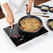 Load image into Gallery viewer, Cello Induction Cooker Blazing 800+ Infra Ceramic Plate 2200 Watt Induction Cooktop with BBQ Grill, Soft Touch Button with Crystal Glass (Black)