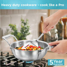 Load image into Gallery viewer, Hawkins Pro 1.5 Litre Deep-Fry Pan, Triply Stainless Steel Kadhai with Stainless Steel Handles and Stainless Steel Lid, Silver (PSK15S)