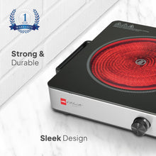 Load image into Gallery viewer, CELLO Blazing Smart Cook Infrared Stove 2200 Watts | Safe & Reliable, Crystal Glass Top Plate, Sensor Touch Controls, Tempreture Control Knob, Customised Reset Menu | For Frying, Boiling & Grilling