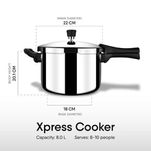 Load image into Gallery viewer, Stahl Xpress Cooker Triply Pressure Cooker Broad, Induction Cooker, Outer Lid Pressure Cooker 8 L, Induction & Gas Stove Compatible, 5 Years Warranty