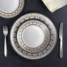 Load image into Gallery viewer, Cello Opalware Solitaire Series Blu Dinner Set, 27Pcs | Opal Glass Dinner Set for 6 | Crockery Set for Festive Ocassions, Parties | White Plate and Bowl Set