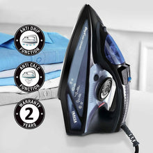 Load image into Gallery viewer, Inalsa Onyx, 2200W, Steam Iron with Ceramic Coated Sole Plate| Anti-Drip Function and Anti-Calc, Blue/Black