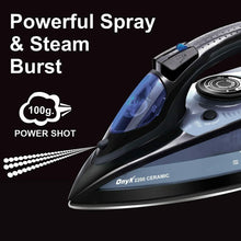 Load image into Gallery viewer, Inalsa Onyx, 2200W, Steam Iron with Ceramic Coated Sole Plate| Anti-Drip Function and Anti-Calc, Blue/Black