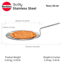 Load image into Gallery viewer, HAWKINS STAINLESS STEEL TRIPLY ROTI TAWA 26 CM TAWA, 26CM