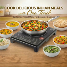 Load image into Gallery viewer, CELLO Blazing Fleura Induction Cooktop Stove 2000 Watts Black | Compact & Portable, Strong & Effiecient Heating Power, 3 Preset Menu, Quick Cooking with Different Tempreature Modes | 1 Year Warranty