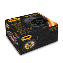 Load image into Gallery viewer, Hawkins Futura 16 cm Cast Iron Appe Pan, Non Stick Paniyaram Pan with Glass Lid, 8 Cups Paniyarakkal Pan, Litti Pan, Kuzhi Paniyaram Pan, Ponganalu Pan, Black (CIAP16G)