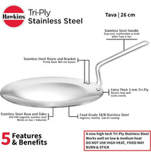 Load image into Gallery viewer, HAWKINS STAINLESS STEEL TRIPLY ROTI TAWA 26 CM TAWA, 26CM