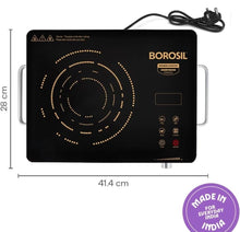 Load image into Gallery viewer, Borosil 2200W Smart Kook Infrared Induction | Digital Display with Touch Buttons | Glass Crystallite Plate | 8 Preset Modes | Auto Cooling Fan | 1 Year Warranty | Made in India