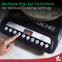 Load image into Gallery viewer, Wonderchef Power 1400W Induction Cooktop with 11 Preset Functions, Push Touch Control Button Induction Cooktop, 2 Years Warranty