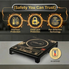 Load image into Gallery viewer, CELLO Blazing Fleura Induction Cooktop Stove 2000 Watts Black | Compact & Portable, Strong & Effiecient Heating Power, 3 Preset Menu, Quick Cooking with Different Tempreature Modes | 1 Year Warranty