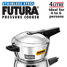 Load image into Gallery viewer, HAWKINS FUTURA STAINLESS STEEL 4 L INDUCTION BOTTOM PRESSURE COOKER  (STAINLESS STEEL) - KOCHEN ESSENTIAL