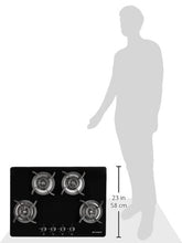 Load image into Gallery viewer, Faber Hob/Hobtop 4 Brass Burner Electric Auto Ignition, Glass Top (HOB ULTIMA HT724 CRS BR CI AI ) - Black, 72 cm