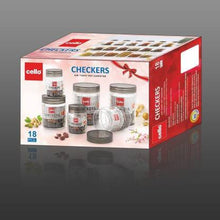 Load image into Gallery viewer, CELLO CHECKERS SET PLASTIC STORAGE CONTAINER, PACK OF 18, CLEAR. - KOCHEN ESSENTIAL