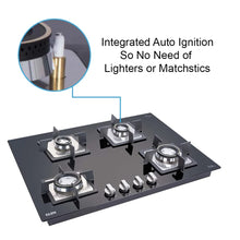 Load image into Gallery viewer, Glen 4 Burner Auto Ignition Built-in Glass Hob 1074 SQ HT DB