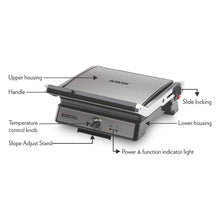 Load image into Gallery viewer, Borosil Super Jumbo 2000-Watt Grill Sandwich Maker, Black