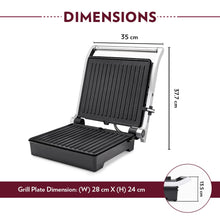 Load image into Gallery viewer, Borosil Mega Jumbo Grill Sandwich Maker, 2000W, 180ᶿ Open Flexibility, Non-Stick Coating, Makes 6 Sandwiches, Black