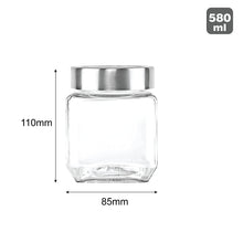 Load image into Gallery viewer, Cello Qube Toughened Glass Jars 580 Ml, Set of 2, Clear