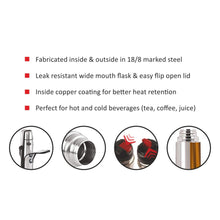 Load image into Gallery viewer, Cello Flip Style Stainless Steel Bottle, 1000ml, Silver